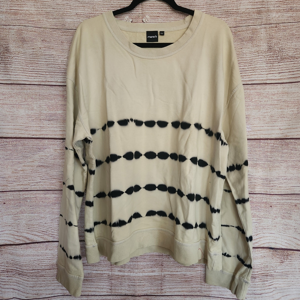 NWOT Mono B Ivory & Black Tie-Dye Sweatshirt - 2X
